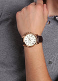 Fossil Grant Chronograph White Dial Brown Leather Strap Watch for Men - FS4991