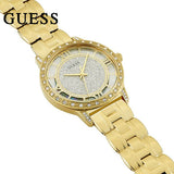 Guess Analog Diamonds Silver Dial Gold Steel Strap Watch For Women - W1013l2