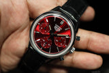 Tag Heuer Carrera Automatic Chronograph Red Dial Black Leather Strap Watch for Men - CBK221G.FC6479