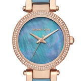 Michael Kors Parker Blue Mother of Pearl Dial Two Tone Steel Strap  Watch for Women - MK6491