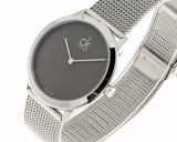 Calvin Klein Minimal Grey Dial Silver Mesh Bracelet Watch for Women - K3M2212X