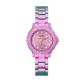 Guess Crown Jewel Diamonds Purple Dial Purple Steel Strap Watch for Women - GW0410L4