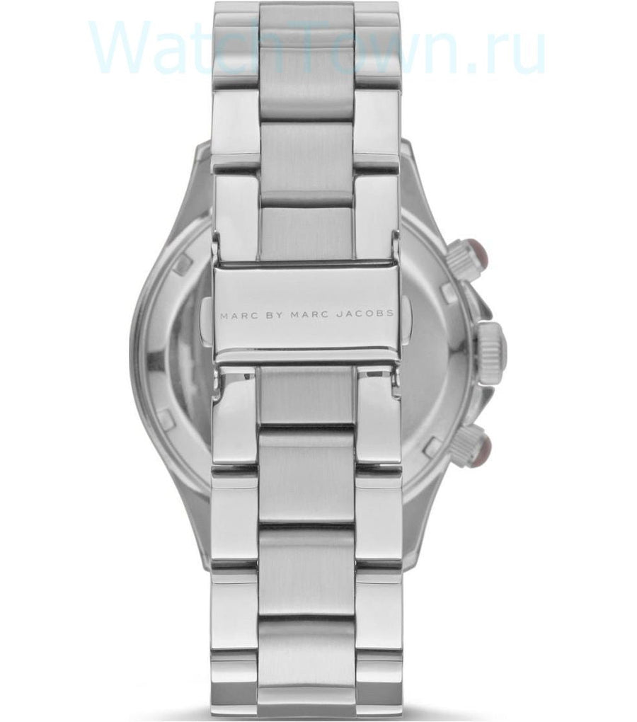 Marc Jacobs Rock Chronograph Mother of Pearl Grey Dial Silver Steel Strap Watch for Women - MBM3250