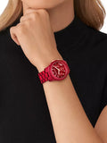 Michael Kors Runway Analog Chronograph Red Dial Red Steel Strap Watch for Women - MK7436