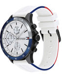 Tommy Hilfiger Bank Chronograph White Dial White Rubber Strap Watch for Men - 1791723