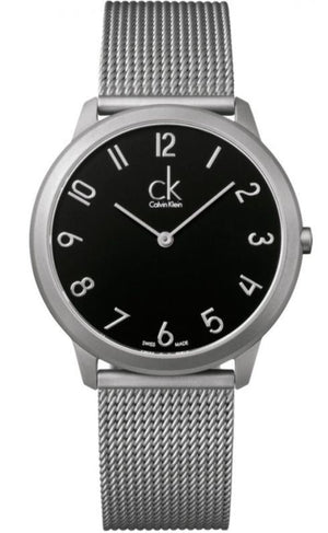 Calvin Klein Minimal Black Dial Silver Mesh Bracelet Watch for Men - K3M51151