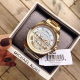 Michael Kors Brecken Chronograph Gold Dial Gold Steel Strap Watch For Women - MK6366