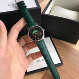 Gucci G-Timeless Black Dial Green Leather Strap Unisex Watch - YA126326