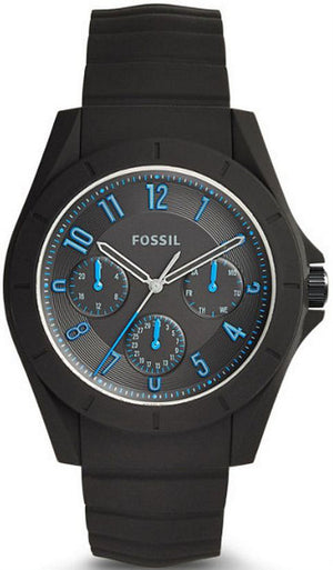 Fossil Popstastic Sport Black Dial Black Rubber Strap Watch for Men - FS5222