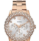 Guess Dazzler Diamonds Silver Dial Rose Gold Steel Strap Watch for Women - W0335L3