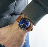 Fossil Commuter Blue Dial Blue Leather Strap Watch for Men - FS5325