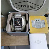 Fossil Retro Analog-Digital Black Dial Silver Steel Strap Watch for Men - FS5890