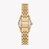 Michael Kors Lexington Three Hand Blue Dial Gold Steel Strap Watch for Women - MK4813