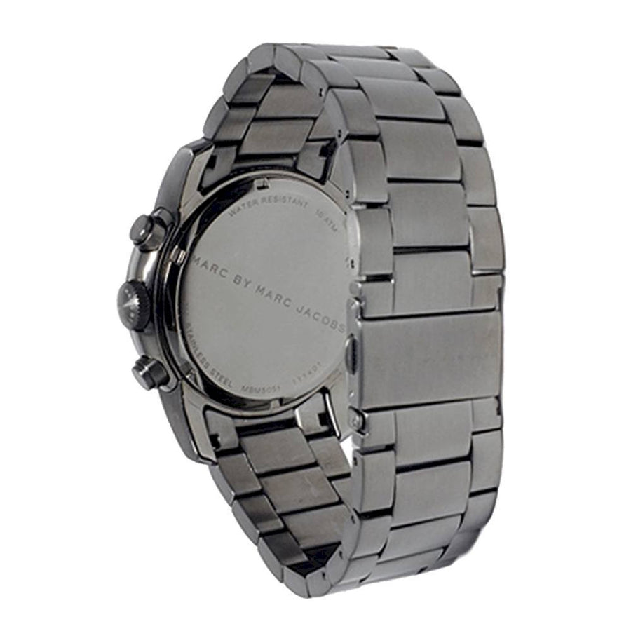 Marc Jacobs Larry Chronograph Black Dial Grey Steel Strap Watch for Men - MBM5051