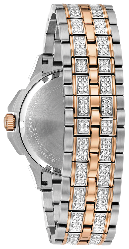 Bulova Octova Crystal Silver Dial Two Tone Steel Strap Watch for Men - 98C133