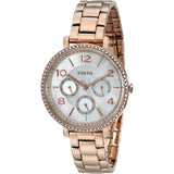 Fossil Jacqueline Multi Function Mother of Pearl Dial Rose Gold Steel Strap Watch for Women - ES3757