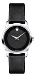 Movado Museum Classic Black Dial Black Leather Strap Watch For Women - 0606503