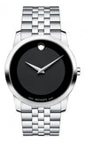 Movado Museum Classic Black Dial Silver Steel Strap Watch For Men - 606504