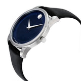 Movado Museum Classic Blue Dial Black Leather Strap Watch for Men - 606610