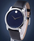 Movado Museum Classic Blue Dial Black Leather Strap Watch for Men - 606610