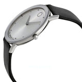 Movado Sapphire Silver Dial Black Leather Strap Watch for Men - 606694