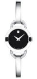 Movado Rondiro Diamonds Black Dial Silver Steel Strap Watch For Women - 0606798