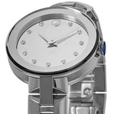 Movado Diamonds Silver Dial Silver Steel Strap Watch For Women - 606814