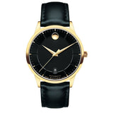 Movado 1881 Automatic Black Dial Black Leather Strap Watch For Men - 606875