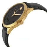 Movado 1881 Automatic Black Dial Black Leather Strap Watch For Men - 606875