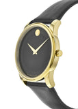 Movado Museum Black Dial Black Leather Strap Watch For Men - 606876