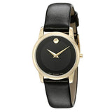 Movado Museum Classic Black Dial Black Leather Strap Watch For Women - 0606877