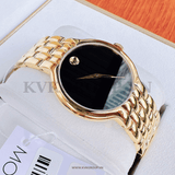 Movado Veturi Quartz Black Dial Gold Steel Strap Watch for Men - 0606934