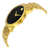 Movado Museum Black Dial Gold Steel Strap Watch For Men - 606997