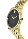 Movado Museum Black Dial Gold Steel Strap Watch For Men - 606997