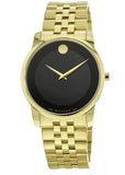 Movado Museum Black Dial Gold Steel Strap Watch For Men - 606997