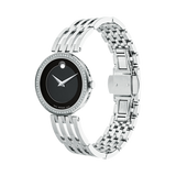 Movado Esperanza 63 Diamonds Black Dial Silver Steel Strap Watch For Women - 0607052