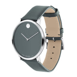 Movado Museum 70th Anniversary Grey Dial Grey Leather Strap Watch For Women - 0607144