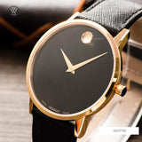 Movado Museum Classic Quartz Black Dial Black Leather Strap Watch for Men - 0607195