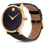 Movado Museum Classic Quartz Black Dial Black Leather Strap Watch for Men - 0607195