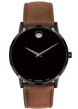 Movado Museum Classic Black Dial Brown Leather Strap Watch for Men - 0607198