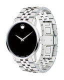 Movado Museum Classic Black Dial Silver Steel Strap Watch for Men - 0607199