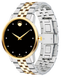 Movado Museum Classic Diamonds Black Dial Two Tone Steel Strap Watch for Men - 0607202