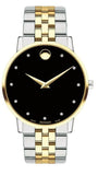 Movado Museum Classic Diamonds Black Dial Two Tone Steel Strap Watch for Men - 0607202