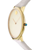 Movado 70th Anniversary Limited Edition White Dial White Leather Strap Watch For Women - 0607138