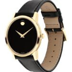 Movado Museum Black Dial Black Leather Strap Watch For Men - 0607014