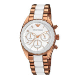 Emporio Armani Sportivo White Dial Rose Gold & White Steel Strap Watch For Women - AR5942