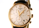 Tissot T Classic Tradition Chronograph White Dial Brown Leather Strap Watch For Men - T063.617.36.037.00