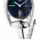 Gucci Horsebit Collection Mother of Pearl Black Dial Silver Steel Strap Watch For Women - YA139503