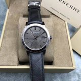 Burberry The City Grey Dial Black Leather Strap Watch for Men - BU9030