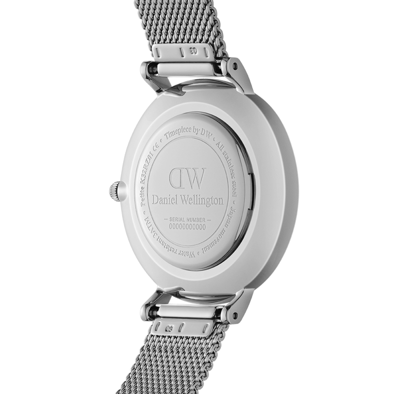 Daniel Wellington Petite Sterling Quartz White Dial Silver Mesh Bracelet Watch For Men - DW00100306